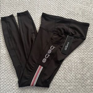 Bebe Sport Rainbow Stripe Logo Athletic Leggings Black Size Small – NWT